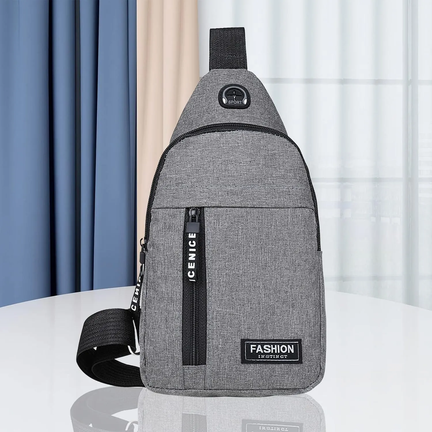 Backpack Str𝘢p B𝘢g for Men Hiking Bag Sl𝘪ng Bag with Headphone Hole Backpack Travel Bags Chest Bag
