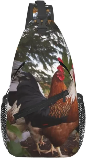 Backyard Chickens Sling Bag Waterproof Lightweight Crossbody Shoulder Backpack Chest Bags Travel Hiking Casual Daypack For Women Men