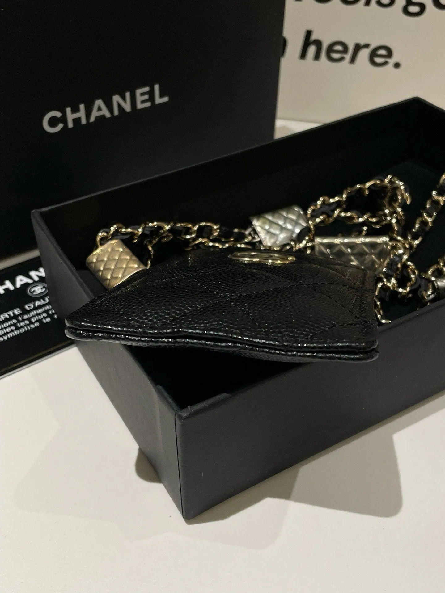 Bag Black Card Holder Chanel Crossbody Flawless Clearance sale On Chain, Caviar Leather