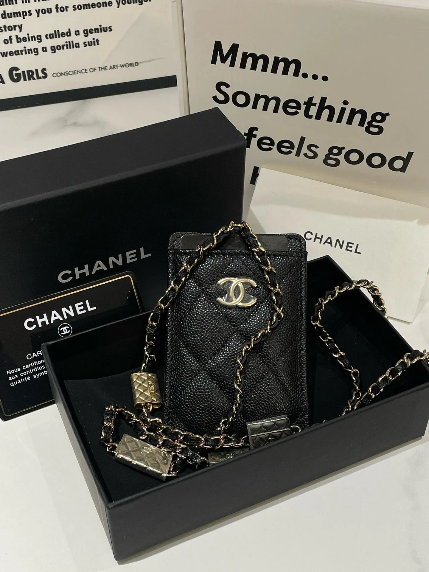 Bag Black Card Holder Chanel Crossbody Flawless Clearance sale On Chain, Caviar Leather