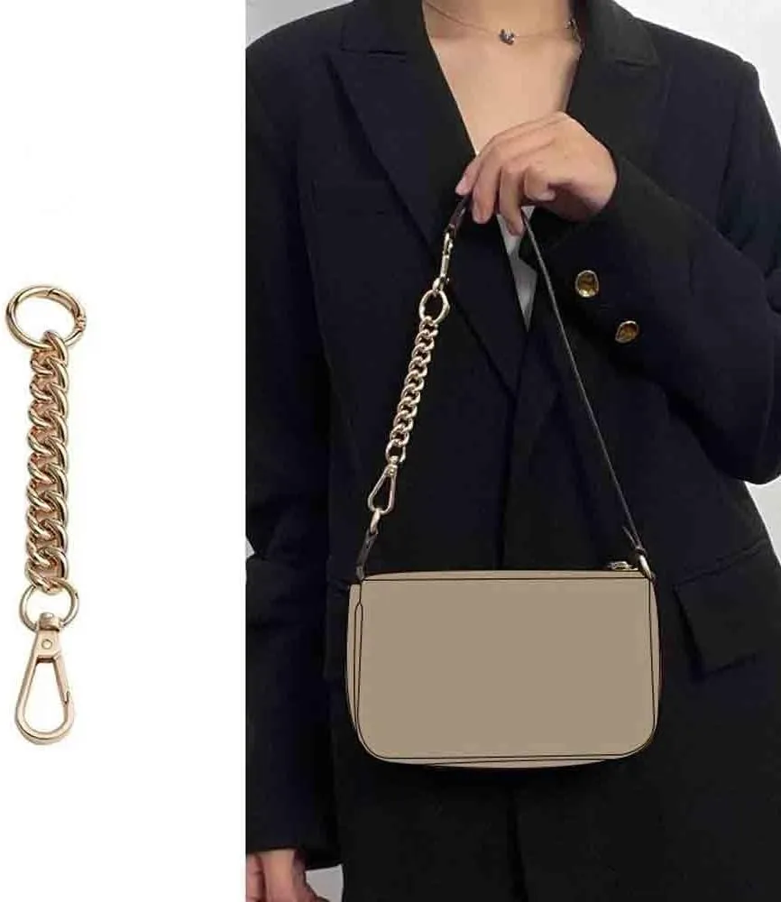 Bag Straps Bag Extension Chain Bag Shoulder Strap Lengthened Armpit Short Chain Bag Transformation Accessories Adjustable Bag Straps(Light Golden)