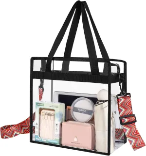BAGAIL Clear Bags Stadium Approved Clear Tote Bag with Zipper Closure Crossbody Messenger Shoulder Bag with Adjustable Strap
