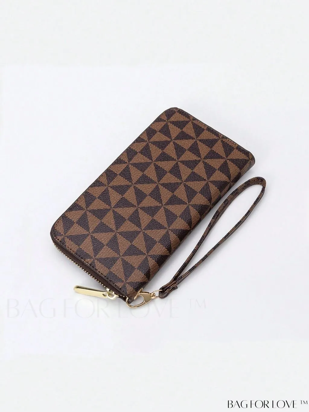 BagForLove - Chic Zippered Long Wallet with Colorblocked Triangle Pattern - A Fashionable Choice