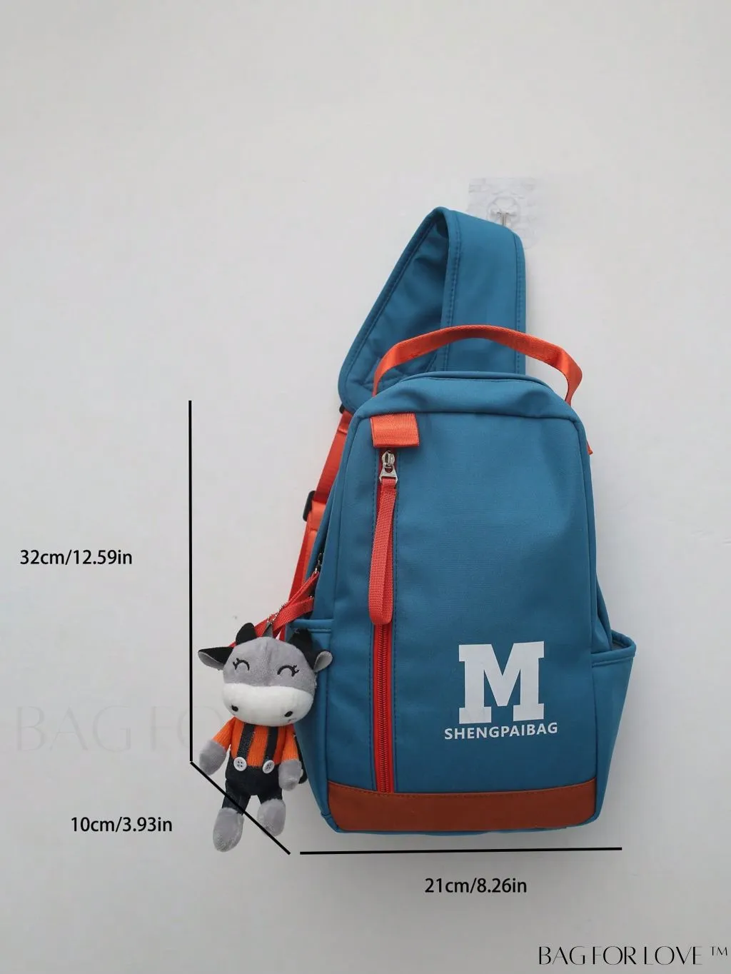 BagForLove - Colorblocked Sling Bag: Letter Print, Adjustable Strap, Includes Bag Charm