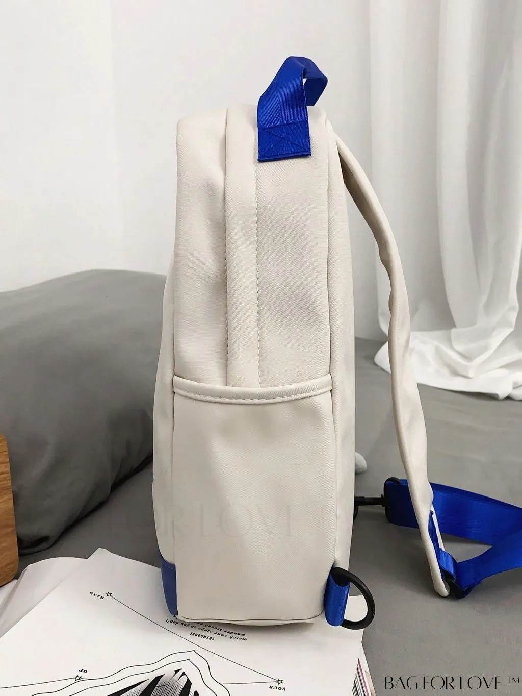 BagForLove - Colorblocked Sling Bag: Letter Print, Adjustable Strap, Includes Bag Charm
