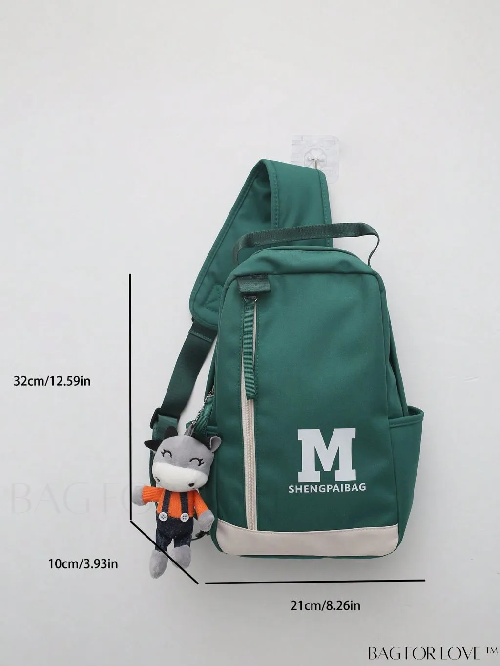 BagForLove - Colorblocked Sling Bag: Letter Print, Adjustable Strap, Includes Bag Charm