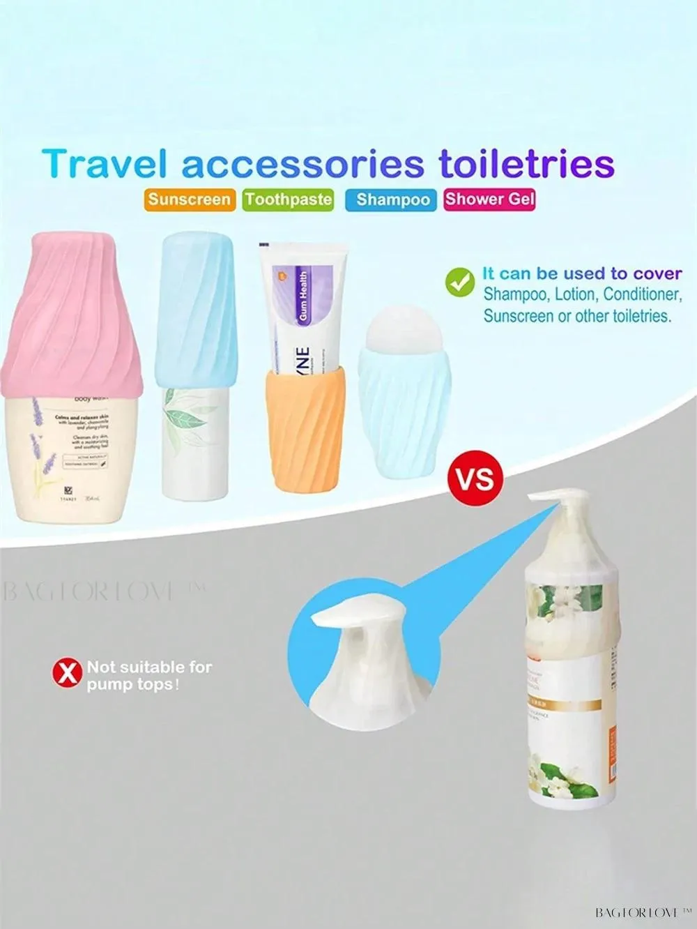 BagForLove - Leakproof Elastic Sleeve for Toiletry Bottles