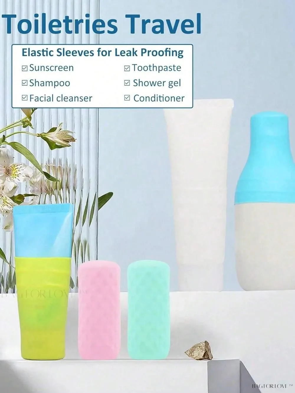 BagForLove - Leakproof Elastic Sleeve for Toiletry Bottles