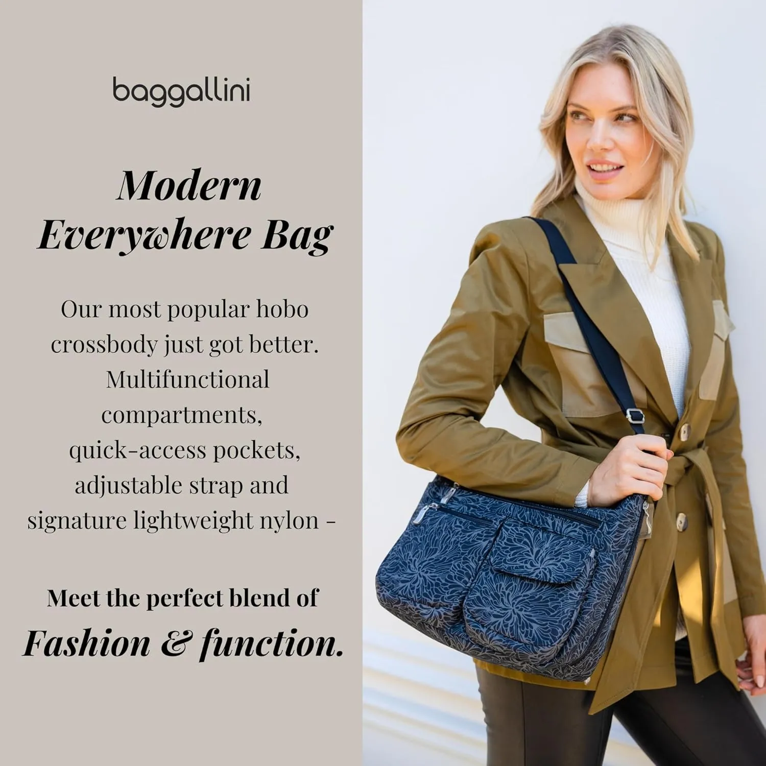Baggallini Modern Everywhere Crossbody Women 11x9x4.5 RFID Hobo Bag