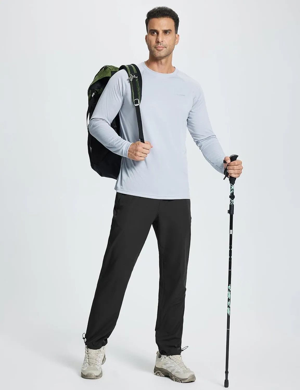 baleaf Men's Hiking Pants Lightweight Quick Dry Water Resistant Elastic Waist Cargo Pants with Zip Pockets for Outdoor