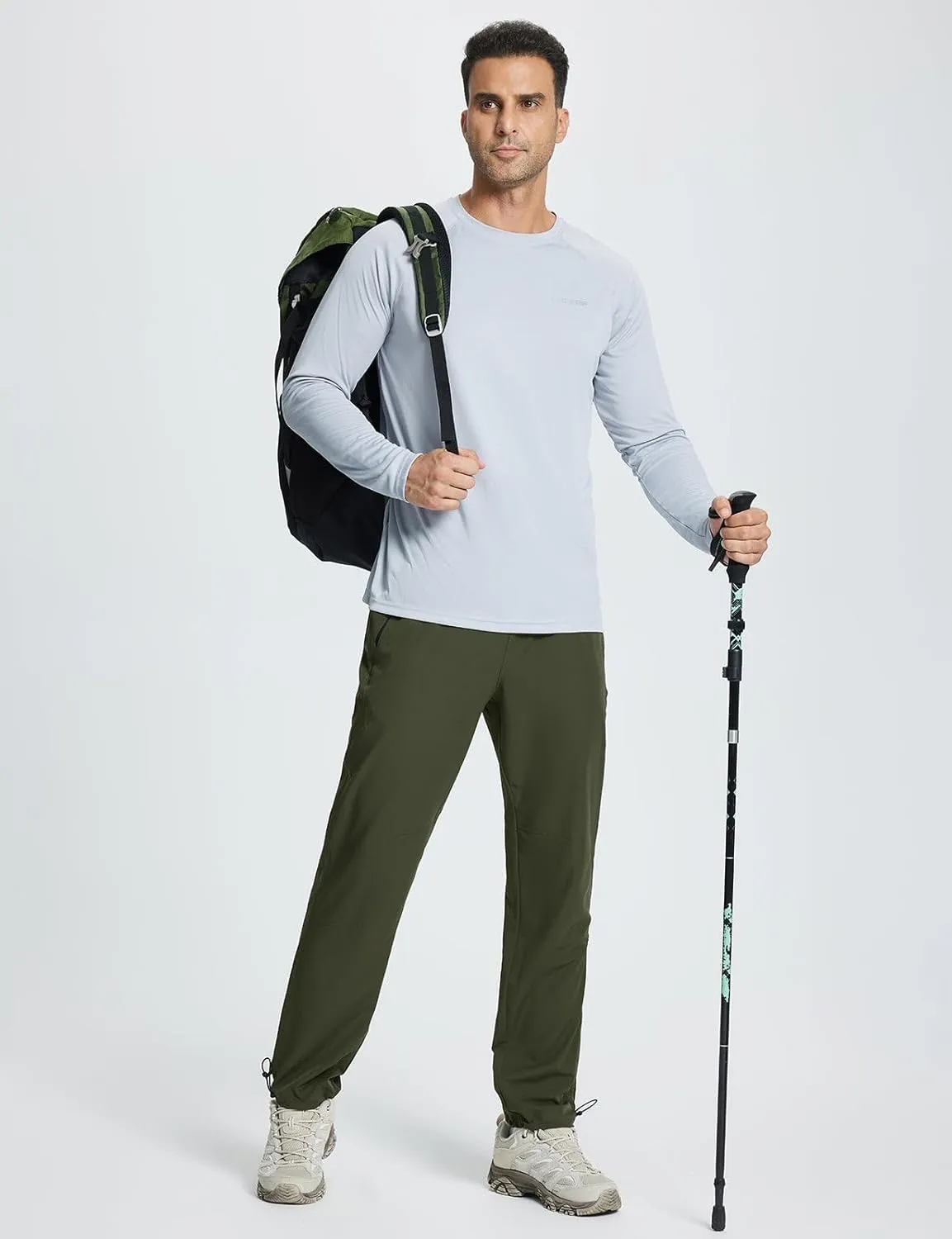 baleaf Men's Hiking Pants Lightweight Quick Dry Water Resistant Elastic Waist Cargo Pants with Zip Pockets for Outdoor