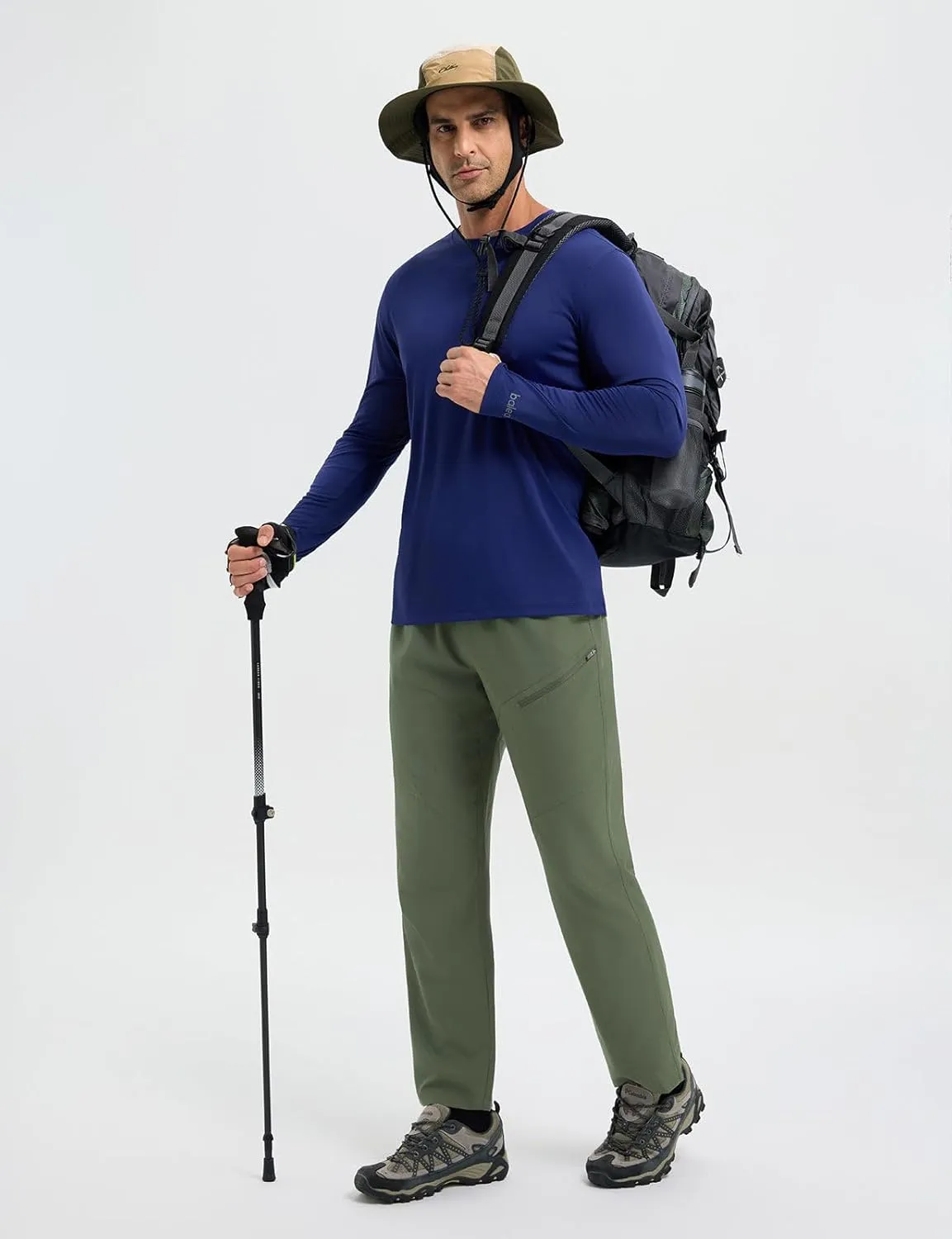 baleaf Men's Hiking Pants Ripstop Water Resistant Cargo Quick Dry Travel Elastic Waist with Zip Pockets UPF 50  Work