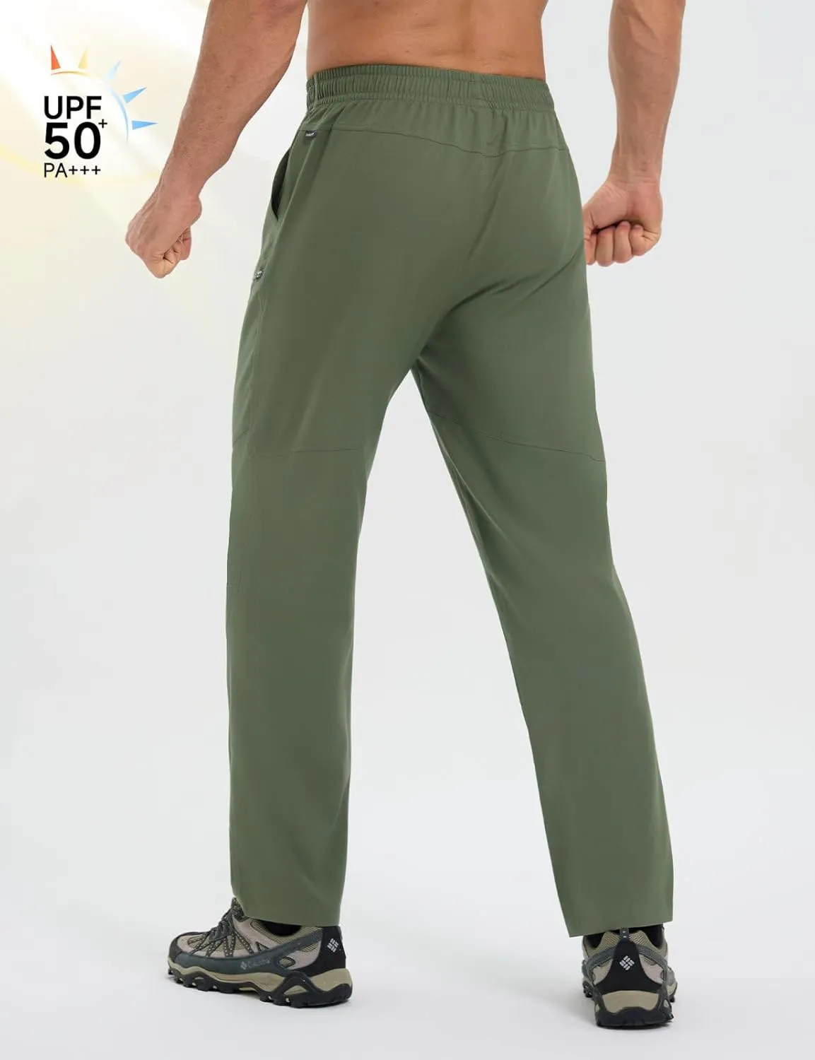 baleaf Men's Hiking Pants Ripstop Water Resistant Cargo Quick Dry Travel Elastic Waist with Zip Pockets UPF 50  Work