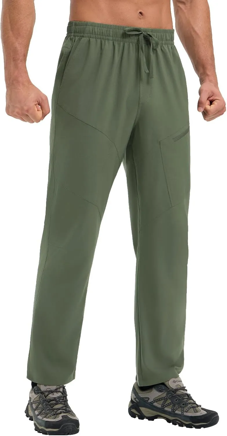 baleaf Men's Hiking Pants Ripstop Water Resistant Cargo Quick Dry Travel Elastic Waist with Zip Pockets UPF 50  Work