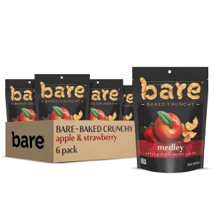 bare Baked Crunchy Medleys, Apple Strawberry, 1.6oz Single Serve Bags (6 Pack)