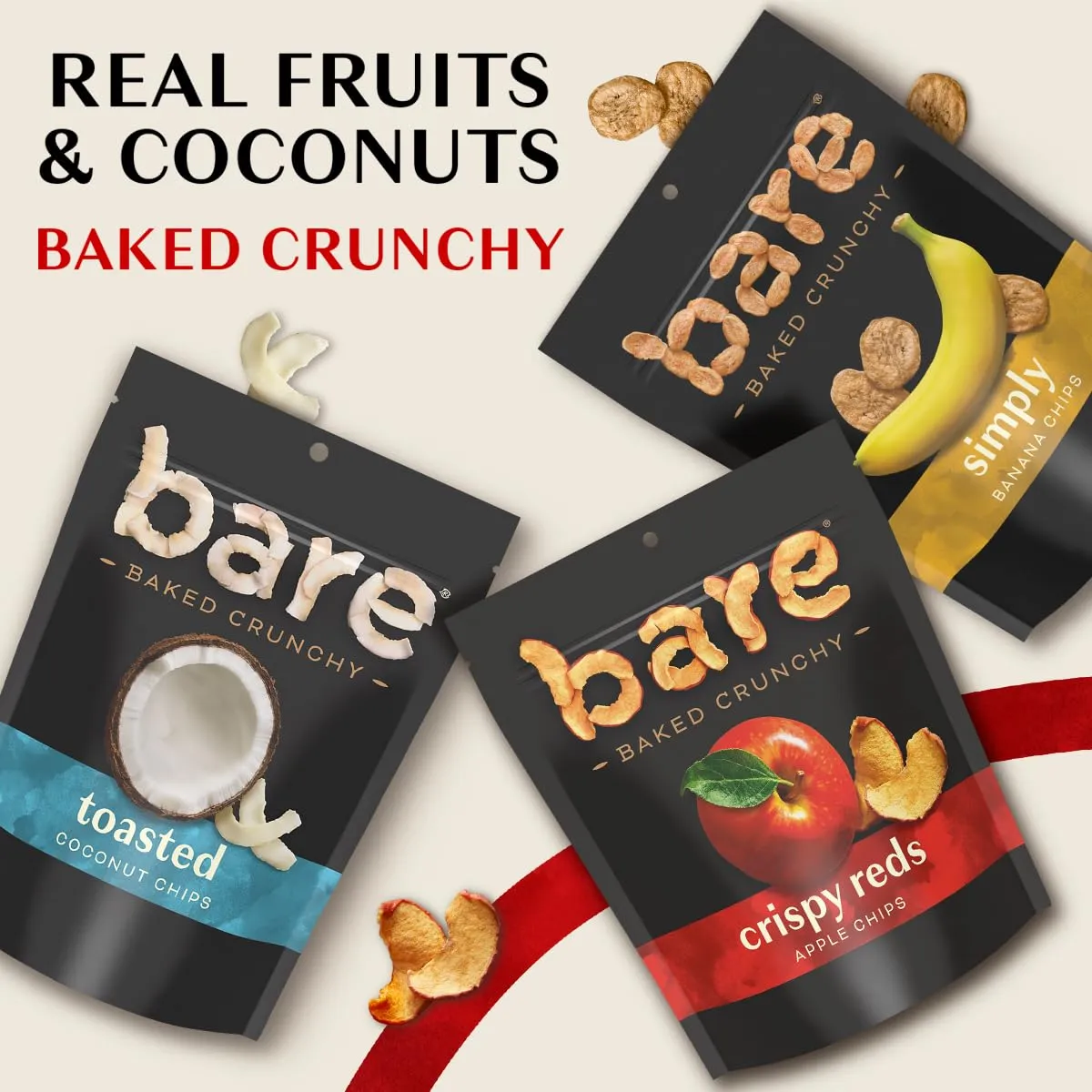 bare Baked Crunchy Medleys, Apple Strawberry, 1.6oz Single Serve Bags (6 Pack)