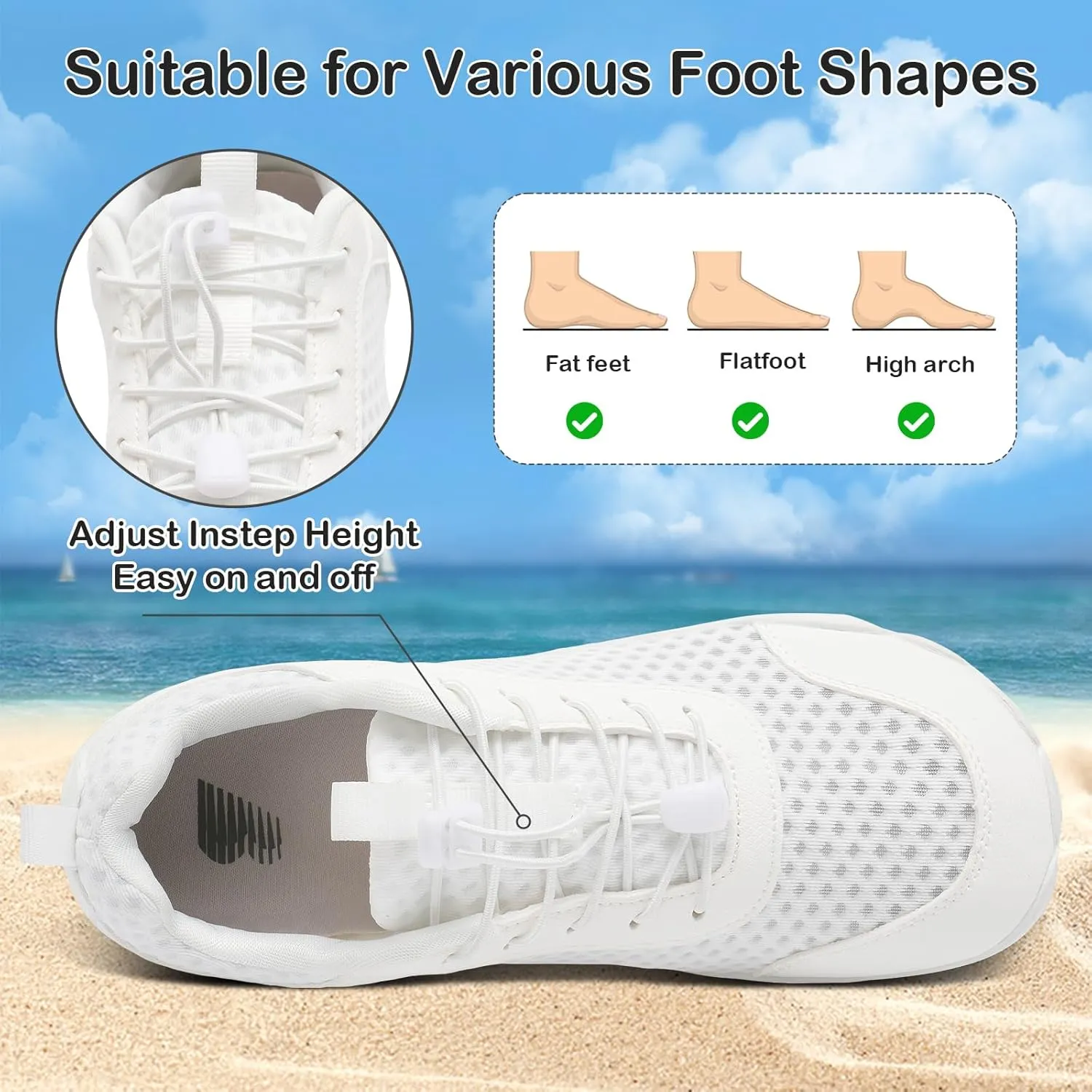 BARERUN Water Shoes Women Men Quick-Dry Wide Toe Athletic Hiking Water Sports Shoes Adjustable Zero Drop Barefoot Shoes for Beach Swim Kayaking Surfing Walking Training