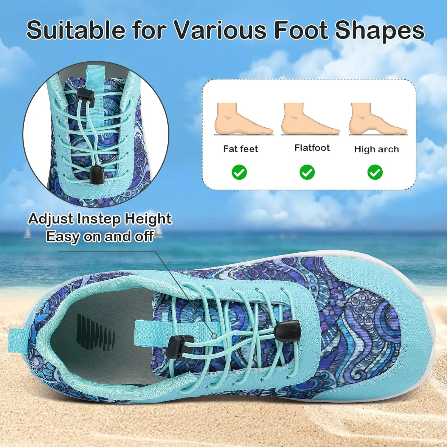 BARERUN Water Shoes Women Men Quick-Dry Wide Toe Athletic Hiking Water Sports Shoes Adjustable Zero Drop Barefoot Shoes for Beach Swim Kayaking Surfing Walking Training