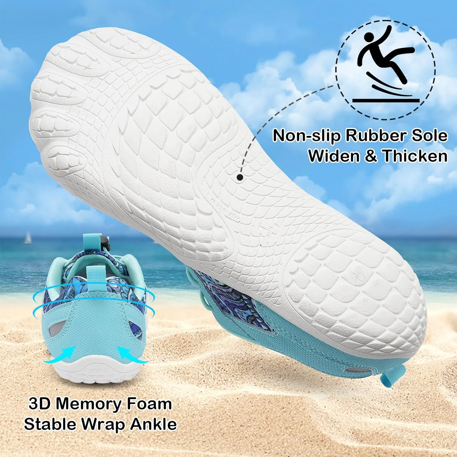 BARERUN Water Shoes Women Men Quick-Dry Wide Toe Athletic Hiking Water Sports Shoes Adjustable Zero Drop Barefoot Shoes for Beach Swim Kayaking Surfing Walking Training