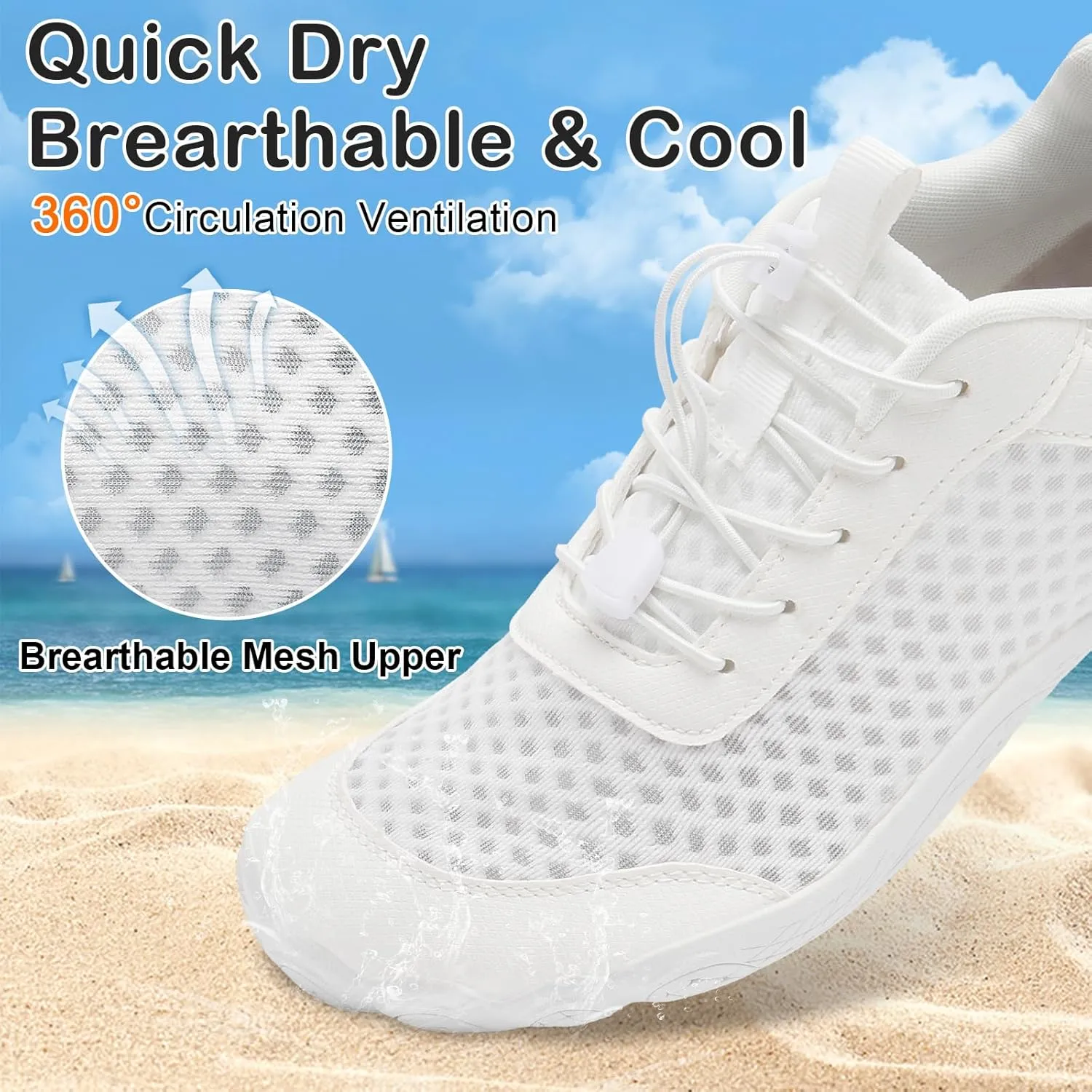 BARERUN Water Shoes Women Men Quick-Dry Wide Toe Athletic Hiking Water Sports Shoes Adjustable Zero Drop Barefoot Shoes for Beach Swim Kayaking Surfing Walking Training