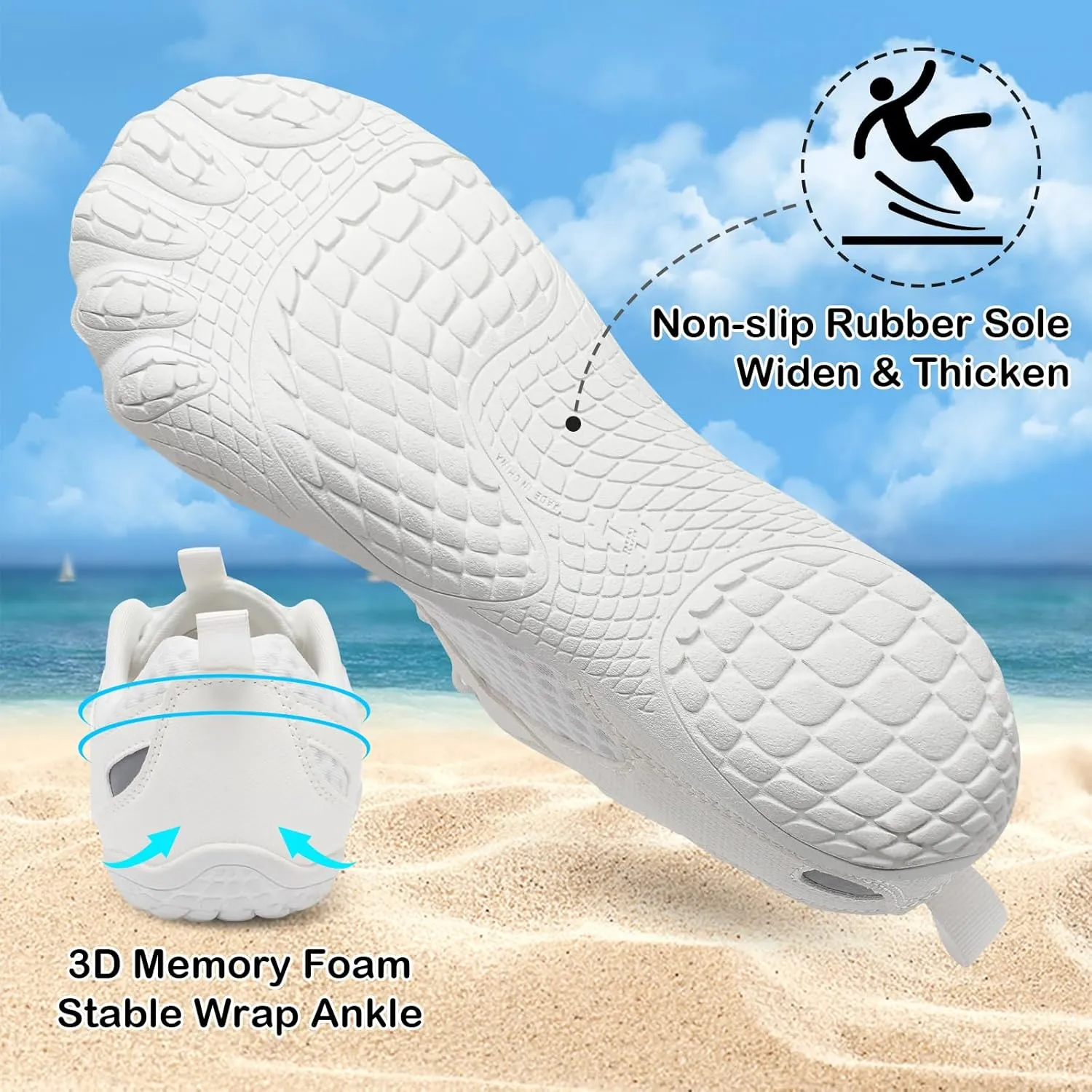 BARERUN Water Shoes Women Men Quick-Dry Wide Toe Athletic Hiking Water Sports Shoes Adjustable Zero Drop Barefoot Shoes for Beach Swim Kayaking Surfing Walking Training