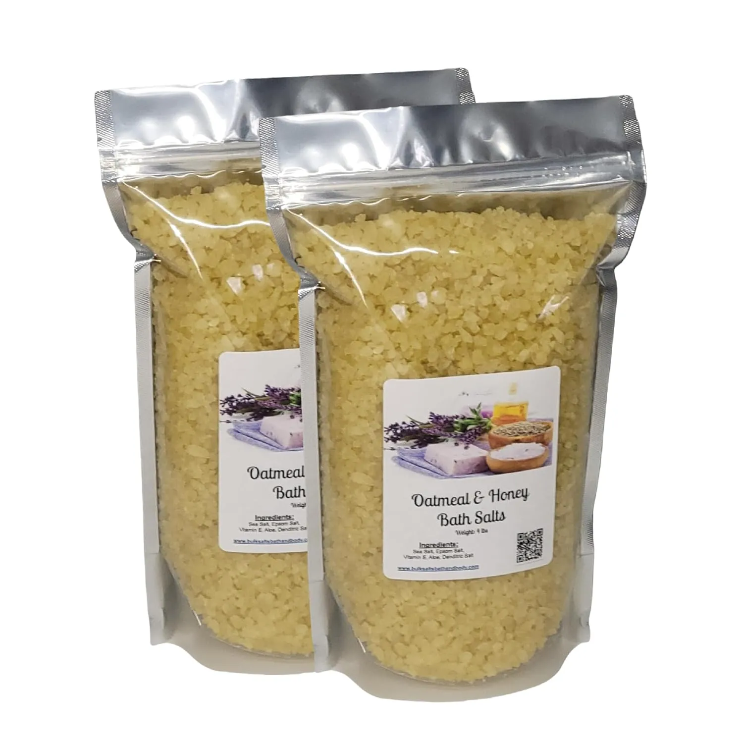 Bath Salts | (2) 4lb Bags (128 oz.) | Oatmeal & Honey Scent | Epsom Salt | Sea Salt | Bathing | Body Care | Beauty | Relaxation | Spa | Pedicure | Manicure