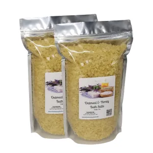 Bath Salts | (2) 4lb Bags (128 oz.) | Oatmeal & Honey Scent | Epsom Salt | Sea Salt | Bathing | Body Care | Beauty | Relaxation | Spa | Pedicure | Manicure