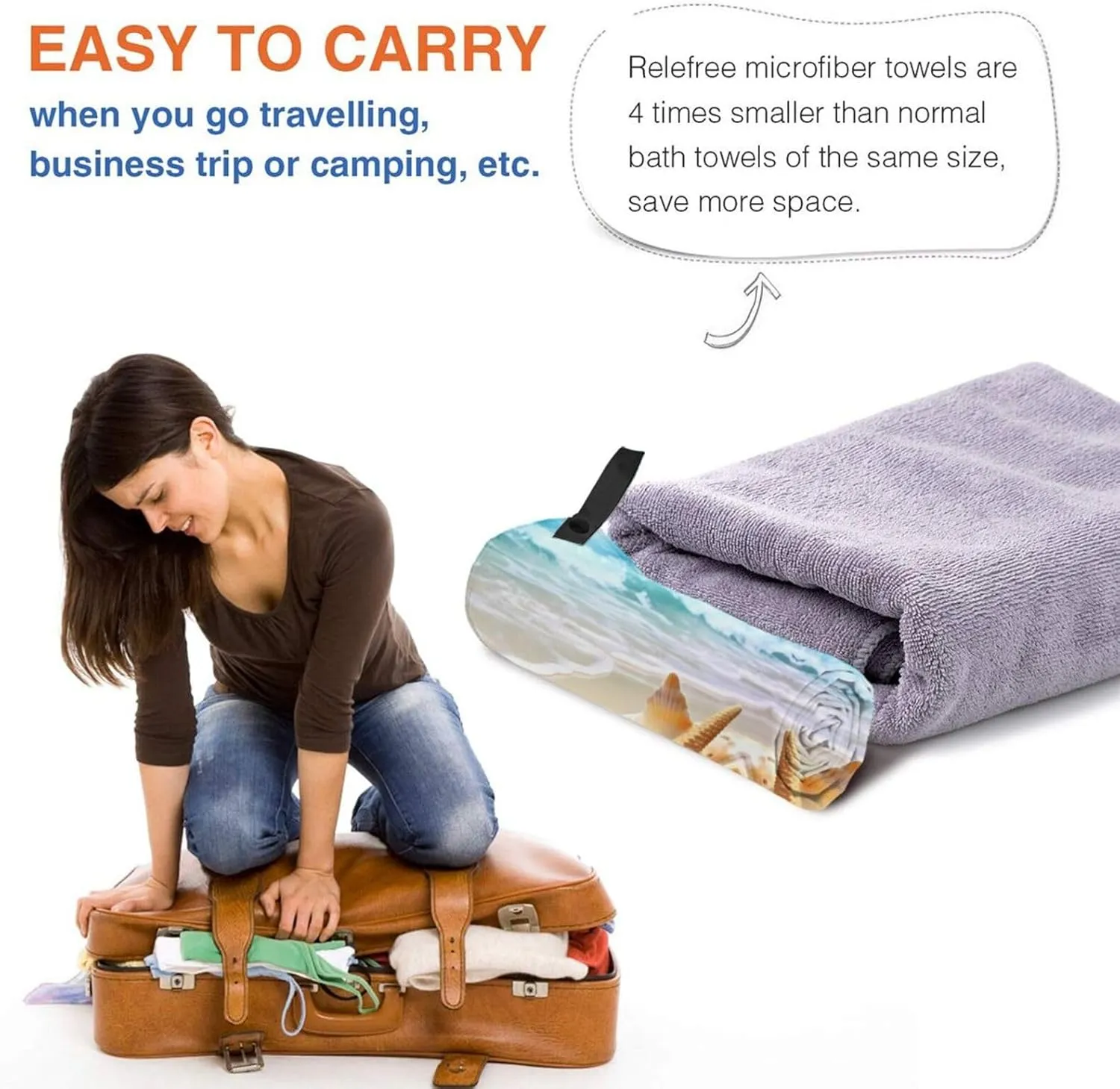 Beach Premium Compact Microfiber Travel Towel-Featherlight & Quick Dry,Sand-Resistant Beach Towel for Swimming,Camping,Vacation Essentials with Carry Pouch