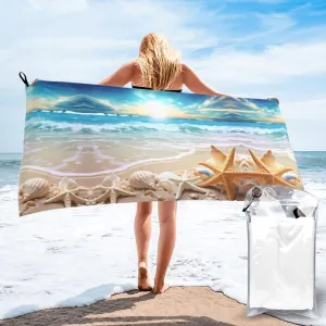Beach Premium Compact Microfiber Travel Towel-Featherlight & Quick Dry,Sand-Resistant Beach Towel for Swimming,Camping,Vacation Essentials with Carry Pouch