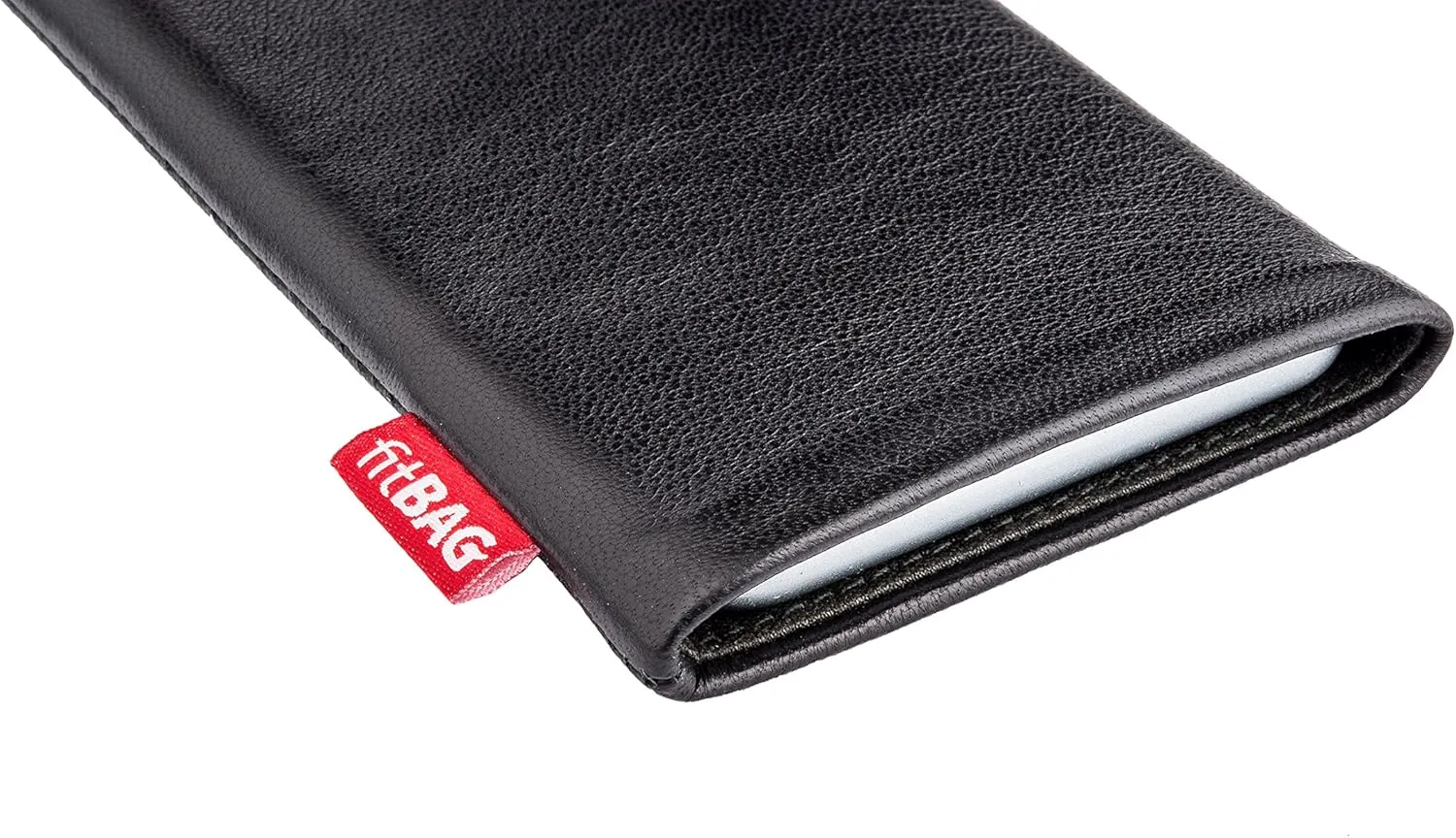 Beat Black Custom Tailored Sleeve for Mobistel Cynus T1. Fine Nappa Leather Pouch with Integrated Microfibre Lining for Display Cleaning
