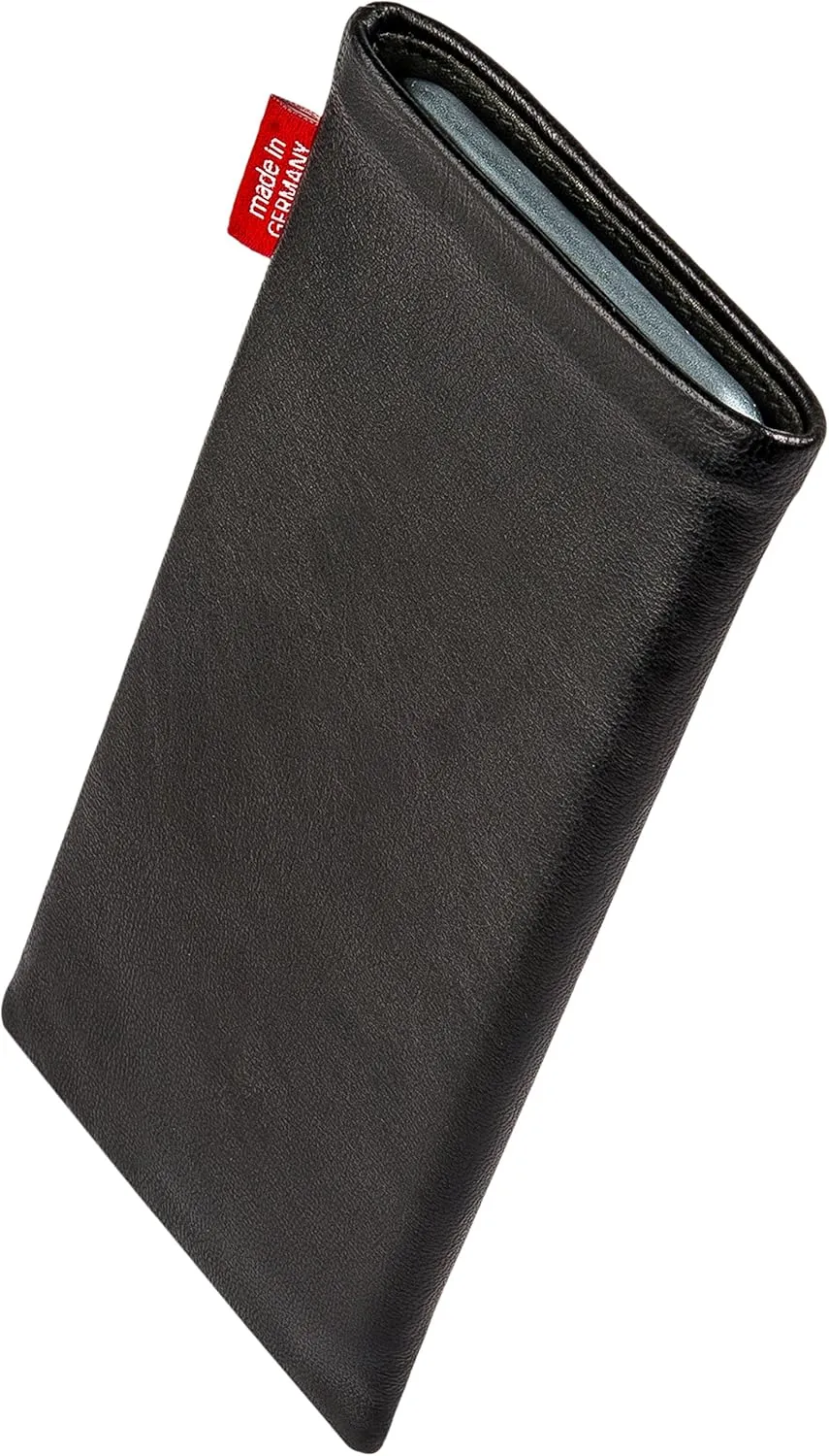 Beat Black Custom Tailored Sleeve for Mobistel Cynus T1. Fine Nappa Leather Pouch with Integrated Microfibre Lining for Display Cleaning
