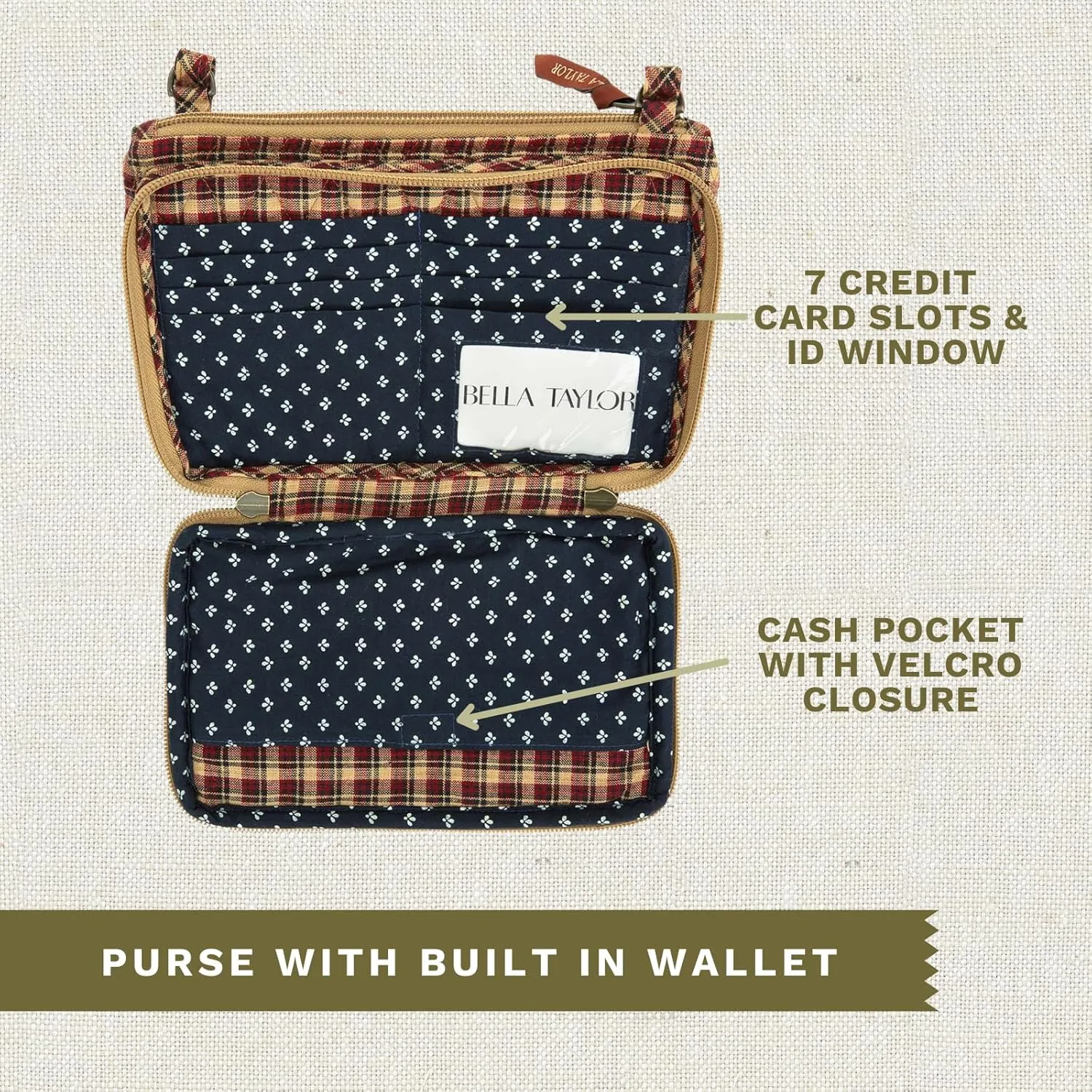 Bella Taylor Essentials Crossbody Purse with Built In Wallet