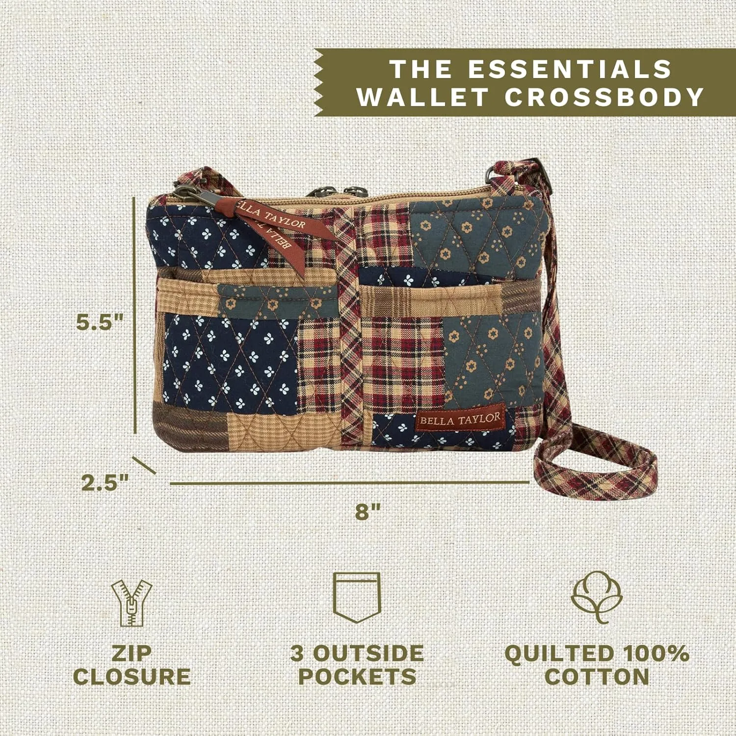 Bella Taylor Essentials Crossbody Purse with Built In Wallet