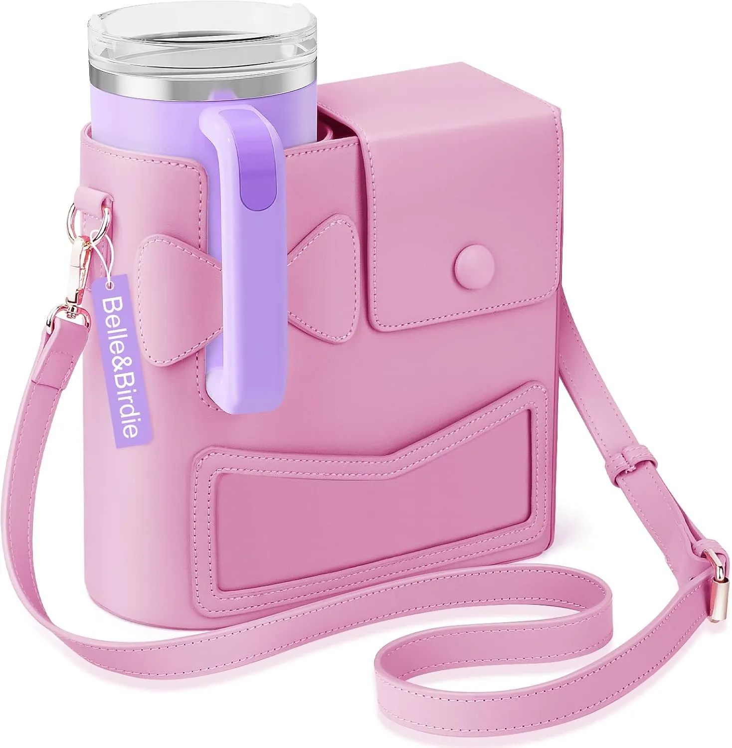 belle&birdie Crossbody Bag for Stanley Cup Purse, Outdoor Portable Water Bottle Holder with Adjustable Shoulder Strap
