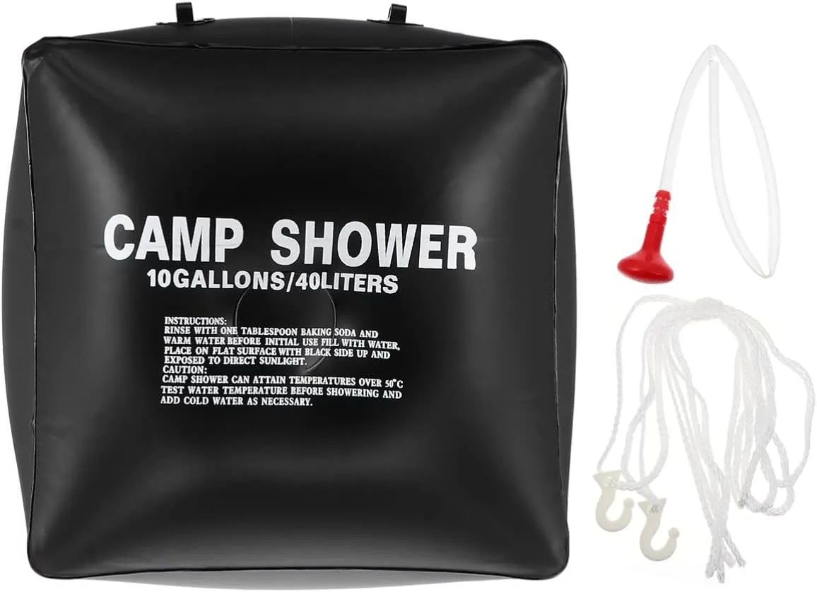BESPORTBLE 1 Set Solar Bath Bags Outdoor Shower Bag Shower Camping Outdoor Camp Shower Camping Shower Heated Waterproof Adults Showers Portable Camping Pouch Solar Water Bag Black PVC