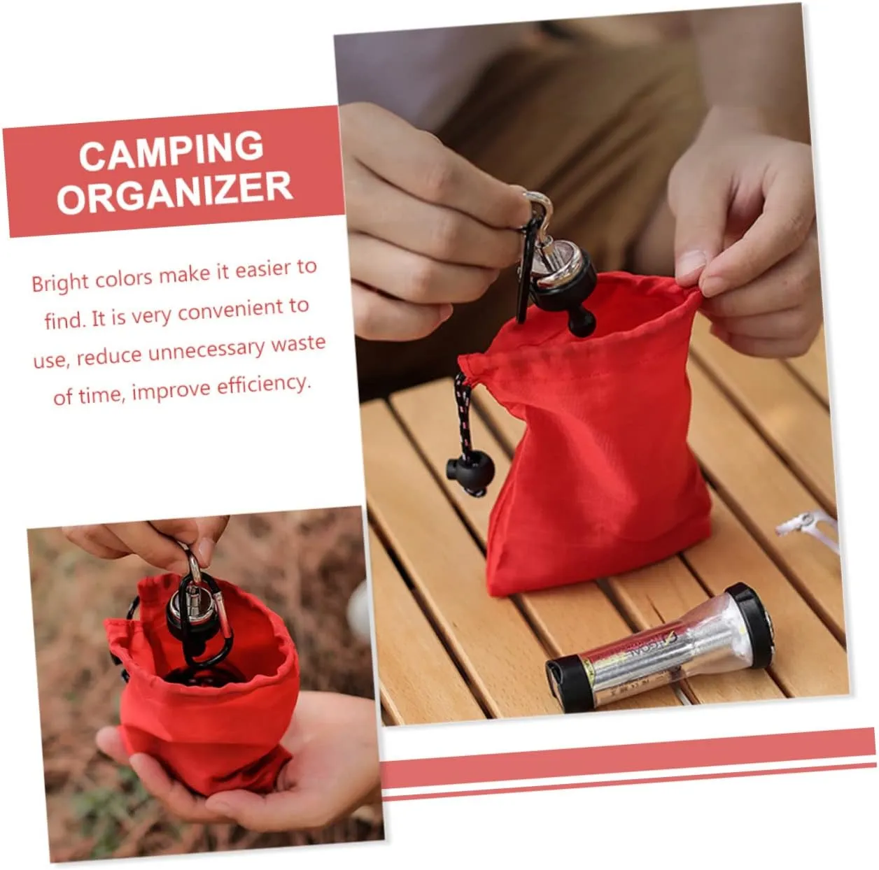 BESPORTBLE Family Travel Storage Bag Polyester Red Portable Pocket Small Bundle Pocket Camping Organizer