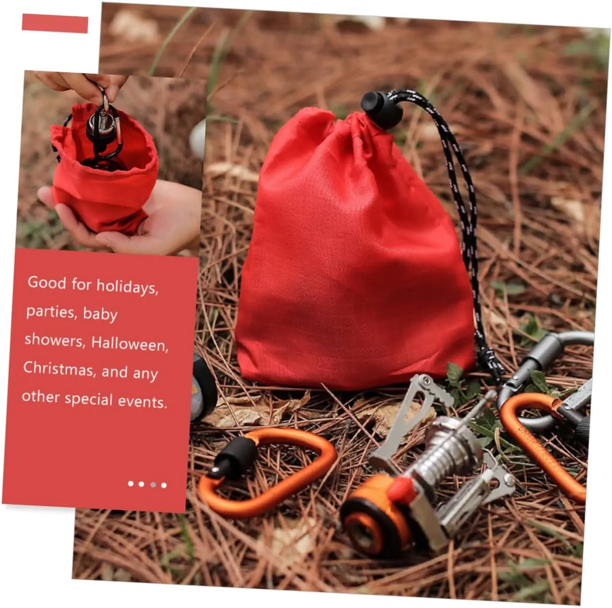 BESPORTBLE Family Travel Storage Bag Polyester Red Portable Pocket Small Bundle Pocket Camping Organizer