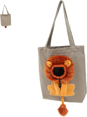 BESPORTBLE Pet Canvas Sling Carrier Bag Lion Design Lightweight Durable Pet Shoulder Tote for Cats and Dogs for Travel and Outdoor Activities Deep