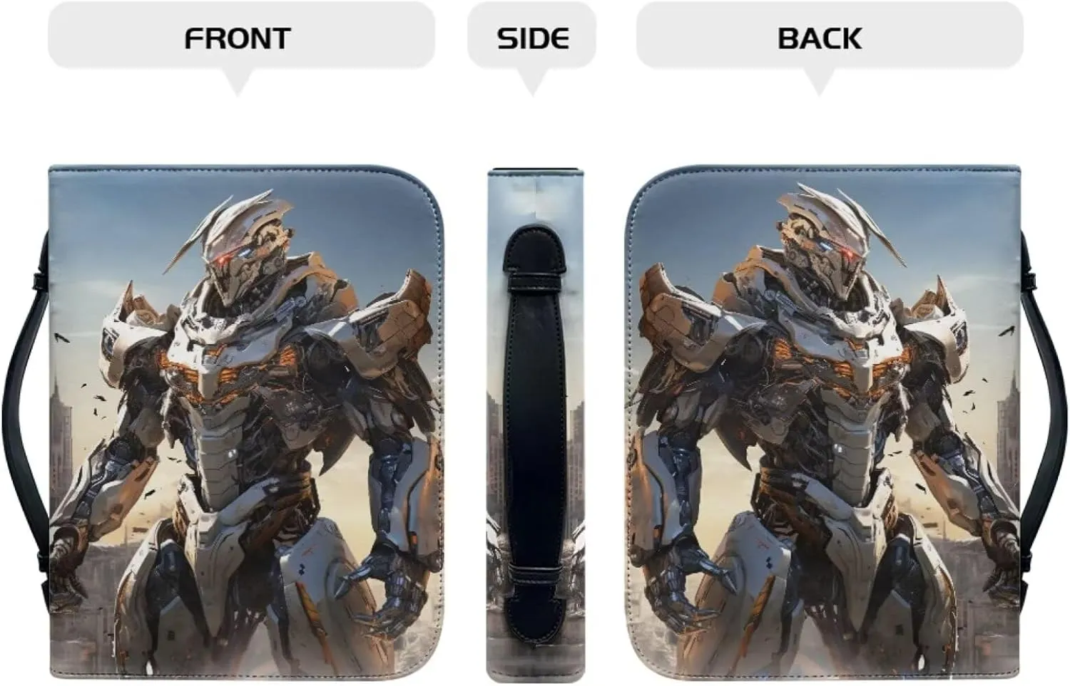 Bible Covers for Boys Kids PU Leather Bible Study Bag Bible Protective Bible Carrying Case Carrier Crossbody Bag Bible Hand Bag Bible Accessories,Robot Soldier,L