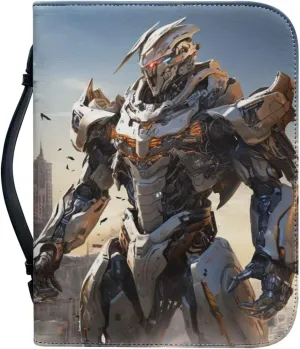 Bible Covers for Boys Kids PU Leather Bible Study Bag Bible Protective Bible Carrying Case Carrier Crossbody Bag Bible Hand Bag Bible Accessories,Robot Soldier,L