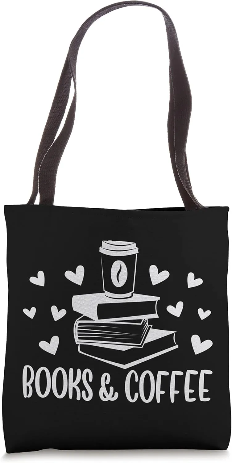 Bibliophile Gifts For Bookworm - Books and Coffee Tote Bag