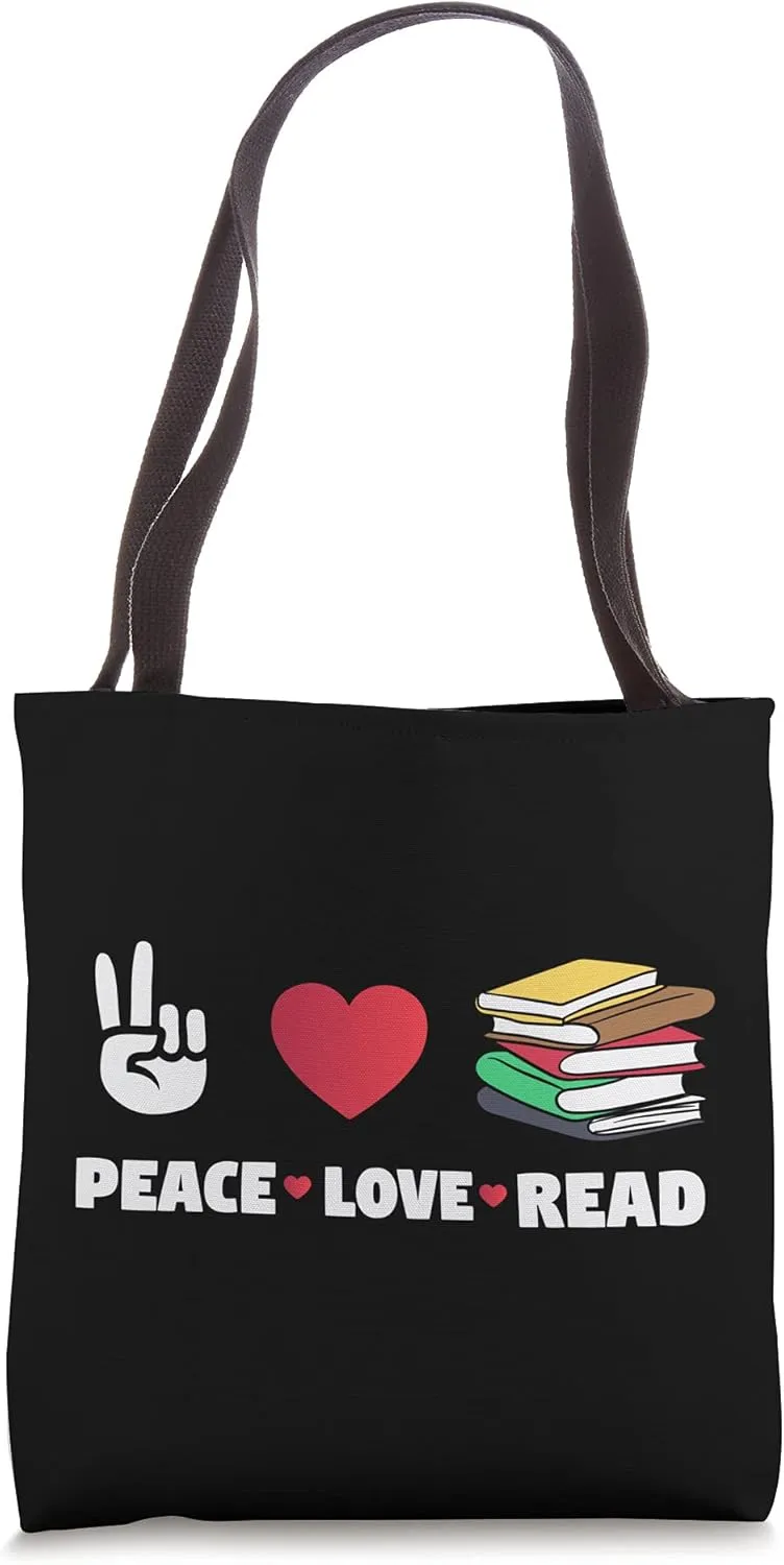 Bibliophile Gifts For Bookworms Peace Love Read Tote Bag