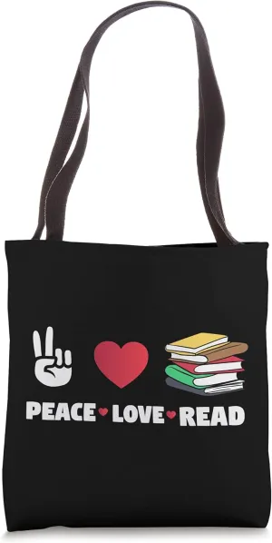 Bibliophile Gifts For Bookworms Peace Love Read Tote Bag
