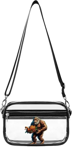 Bigfoot Turkey Food Clear Bag PVC Clear Crossbody Purse Bag Transparent Shoulder Handbag with Adjustable Strap