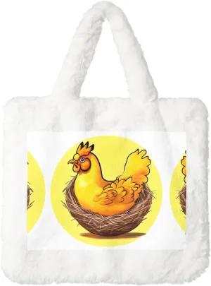 Bird's Nest Golden Chicken Plush Handbag: Ladies Fluffy Shoulder Bag - Autumn/Winter Tote Crossbody bag, Coin Pouch Wallet