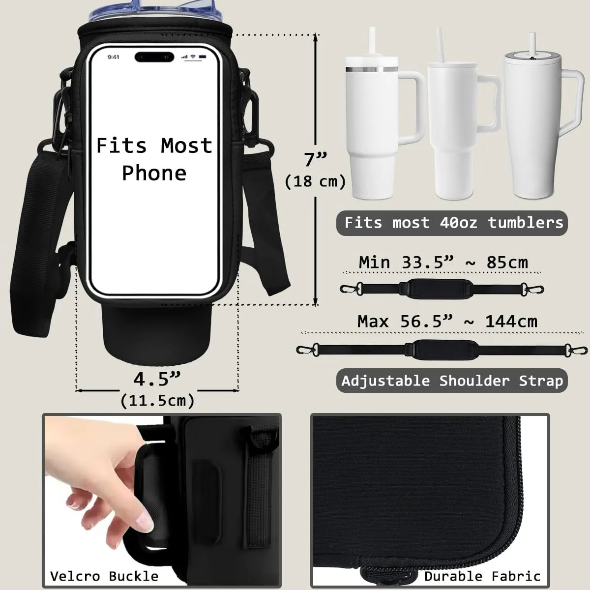 Birthmonth Flower Bottle Carrier Bag - Personalized Pouch Holder for 40Oz Tumbler with Strap and Zipper Pocket for Phone and Accessories, Gifts for Women Friends Sisters Bridemaids (B05)