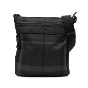 Black Burberry Tonal Check Canvas Crossbody