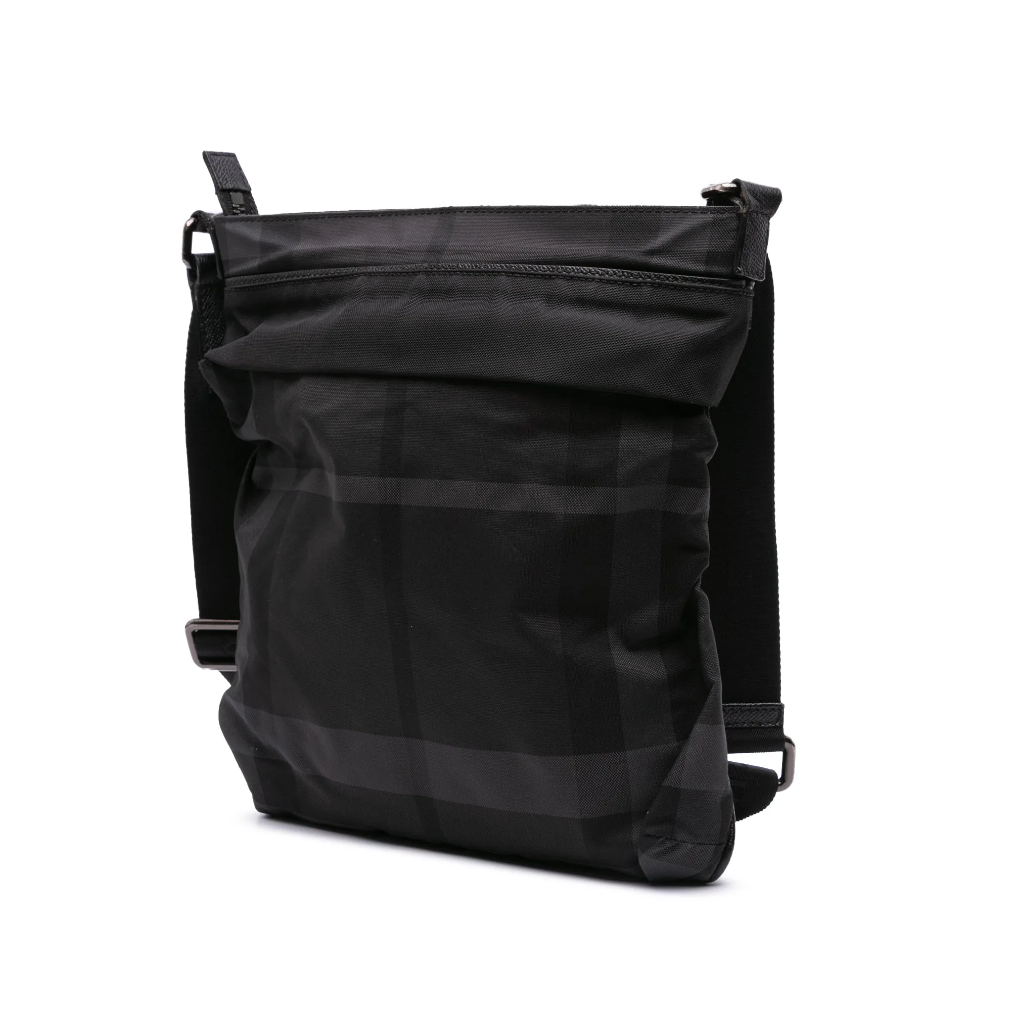 Black Burberry Tonal Check Canvas Crossbody