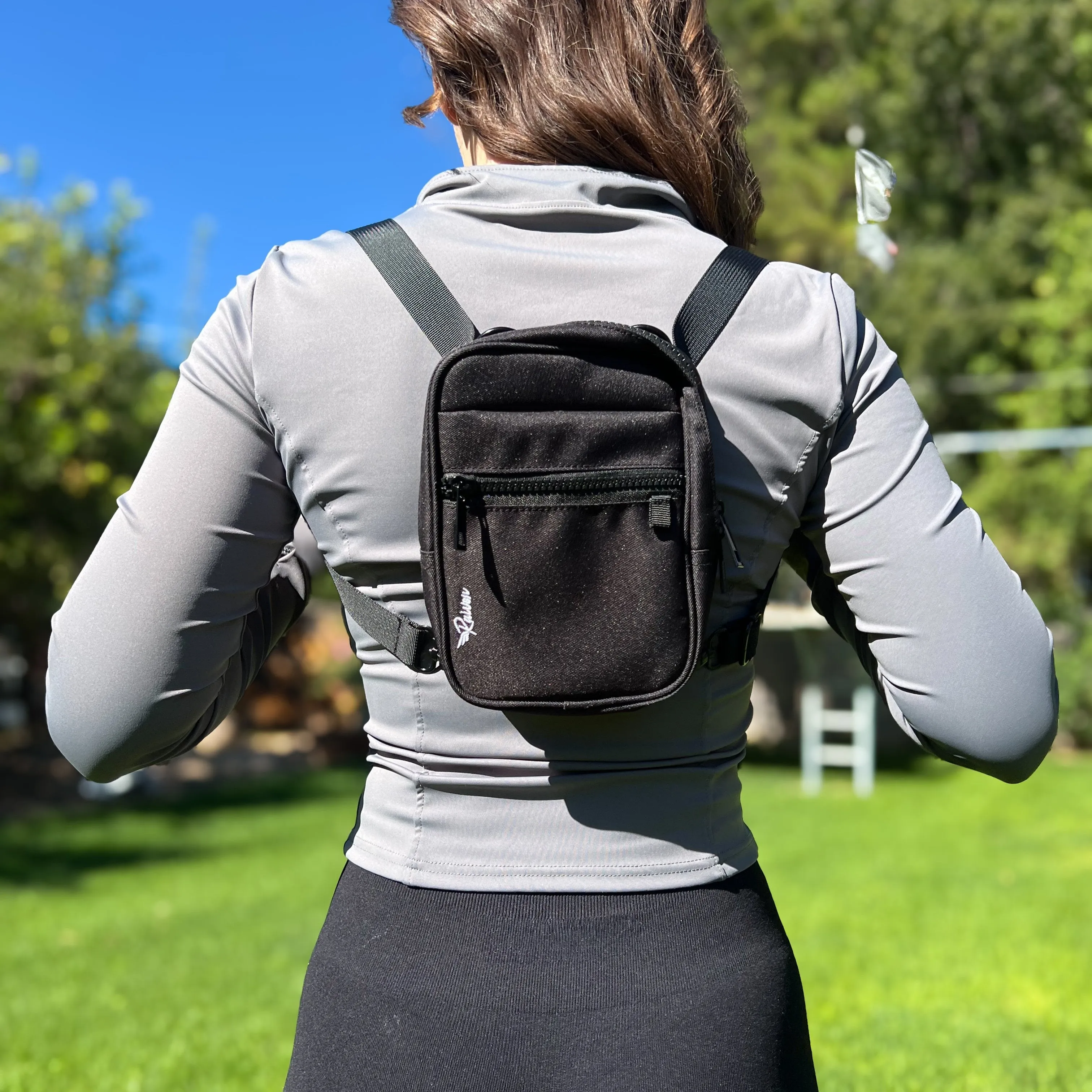 Black Crossbody Bag With Tumbler Belt