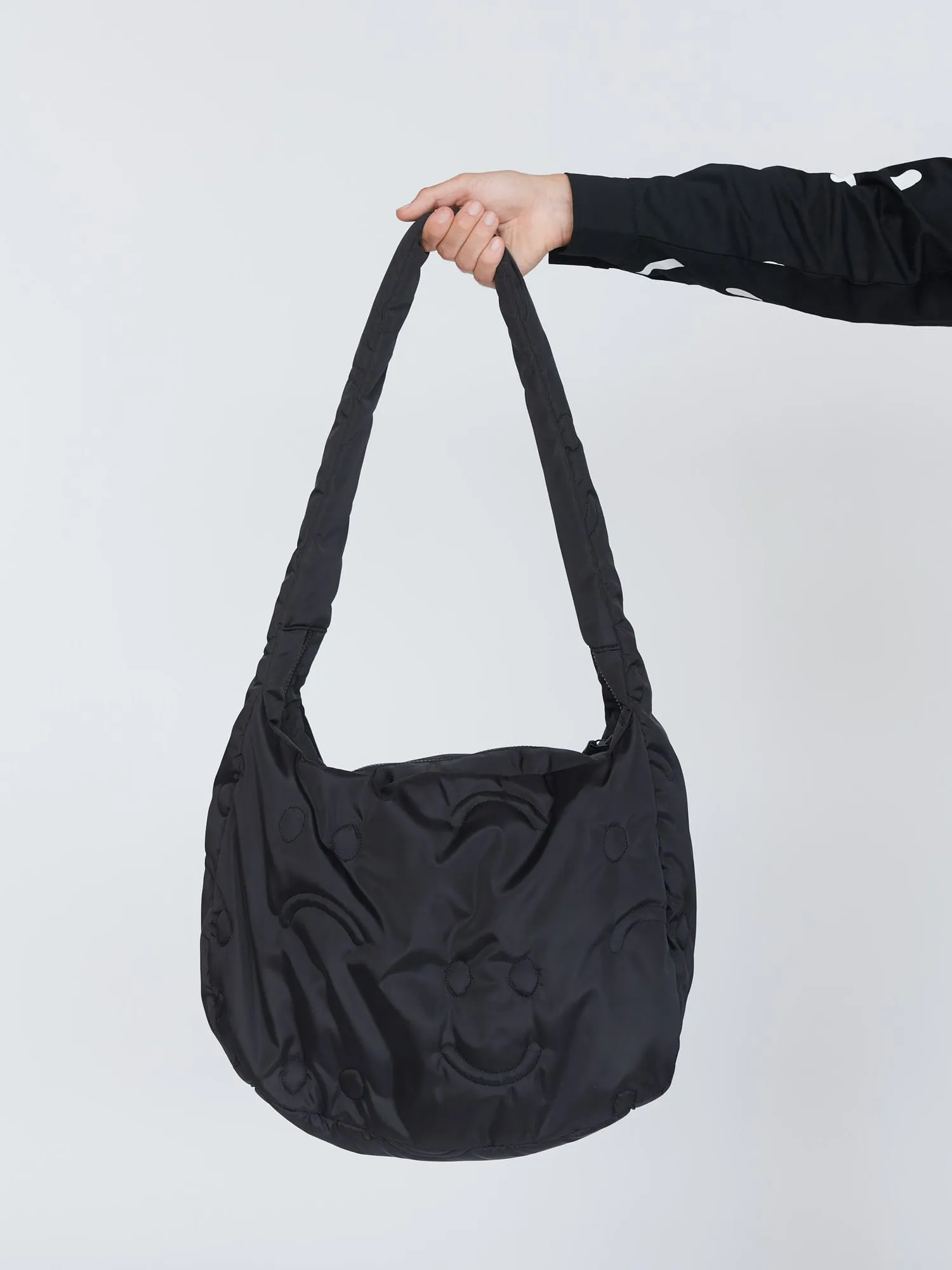 Black Happy Sad Quilted Bag